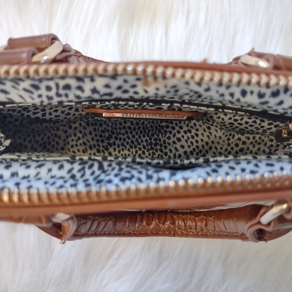 Madison West Tan Croc Print Small Cosmetic Bag - Picture 8 of 10